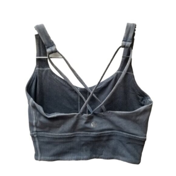 Lululemon Free To Be Bra *Long Line Rib Snow Wash Washed Moon Blue 2 - Picture 4 of 11